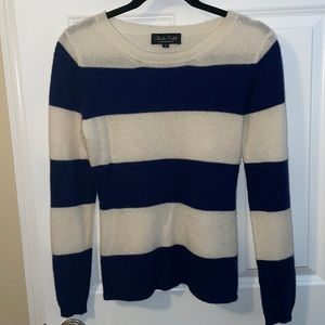 white and blue cashmere sweater